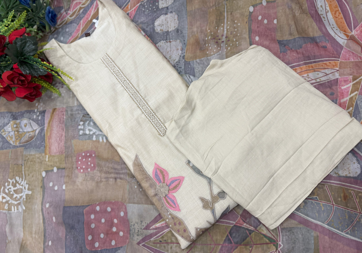 Pure Chanderi Silk Stitched Suit