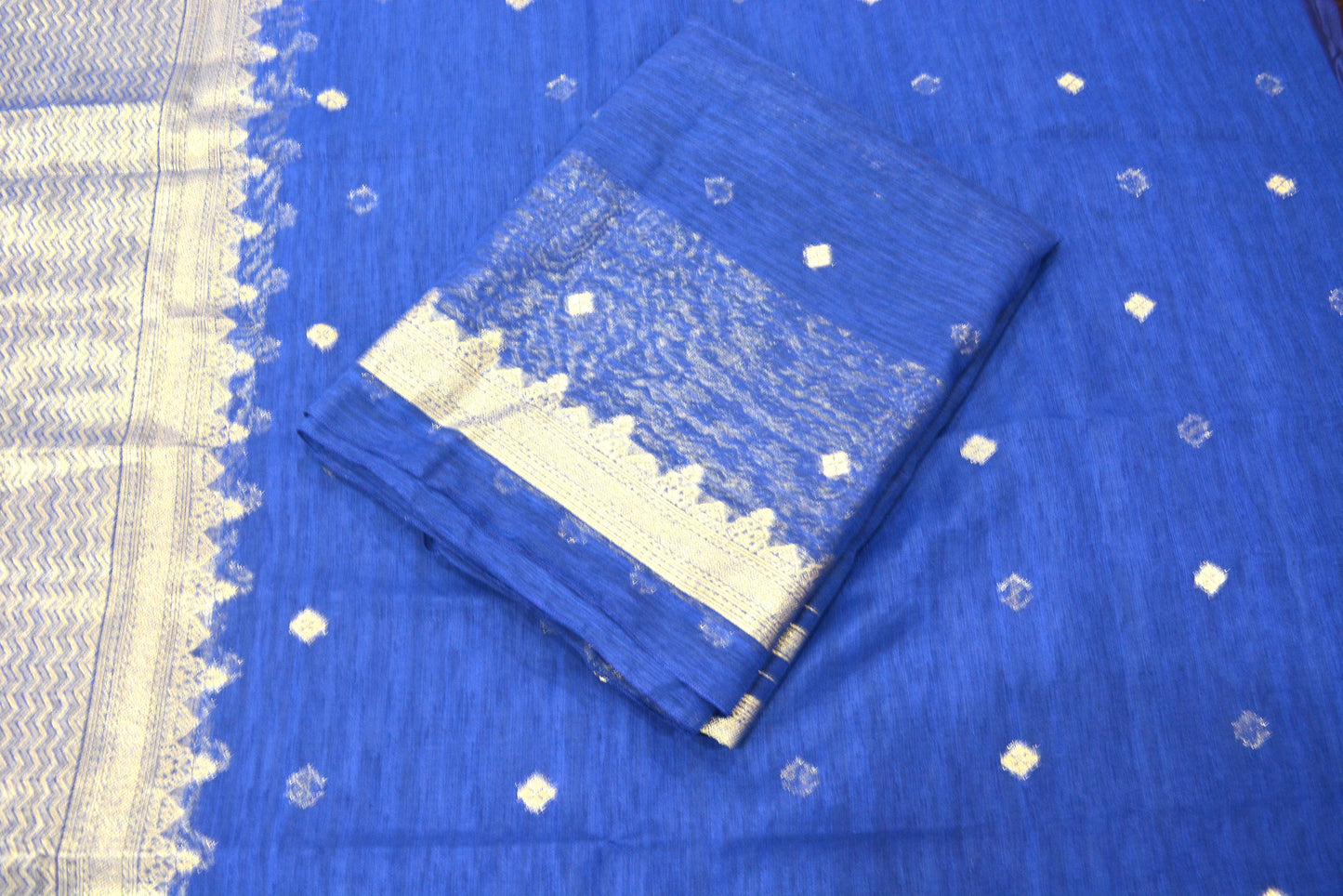 Jamdani Blue Unstitched Suit