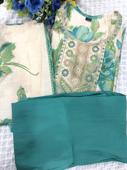 Bottle Green Cotton Stitched Suit