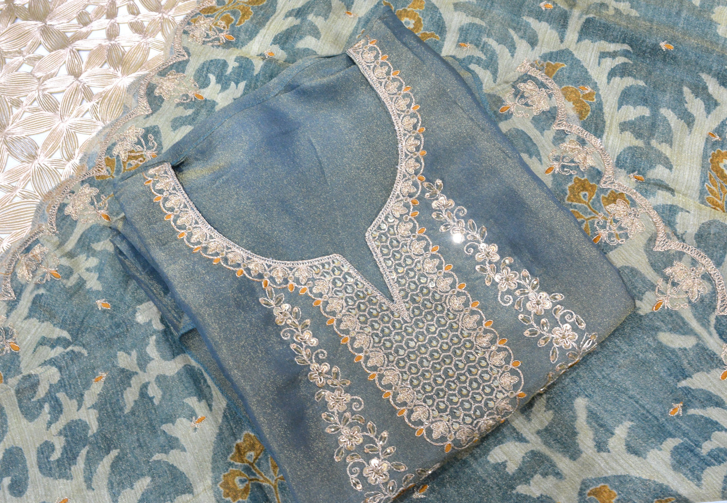 Shimmer Sotek Green Unstitched Suit