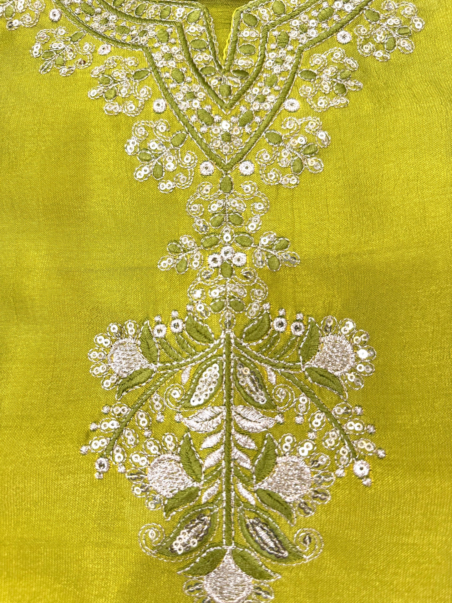 Mehandi Stitched Suit with Potli & Beautiful Embroidery Work