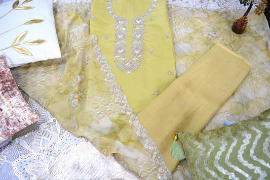 Pure Organza Tissue Unstitched Suit