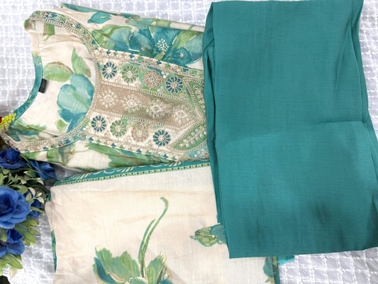 Bottle Green Cotton Stitched Suit