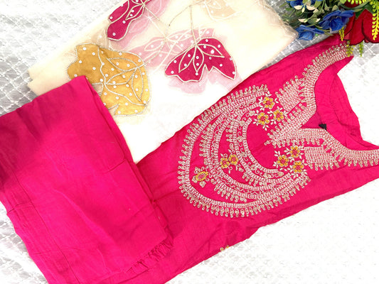 Magenta Stitched Satan Suit with Beautiful Dupatta