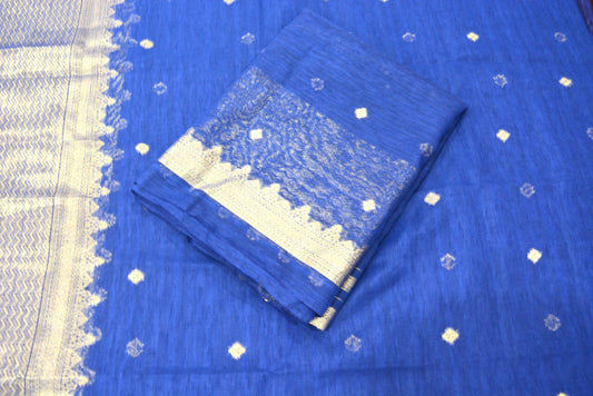 Jamdani Blue Unstitched Suit
