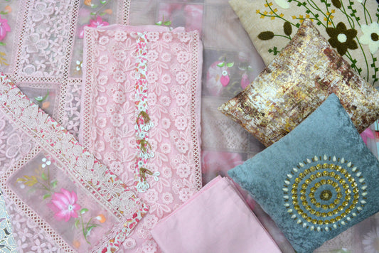 Organza Print Unstitched Suit