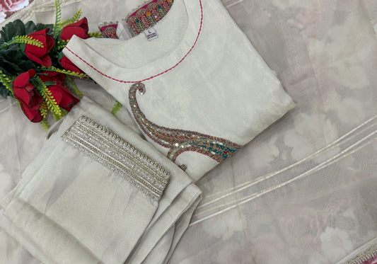 Burberry Stitched Suit With Zari Work