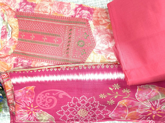 Pink Cotton Stitched Suit