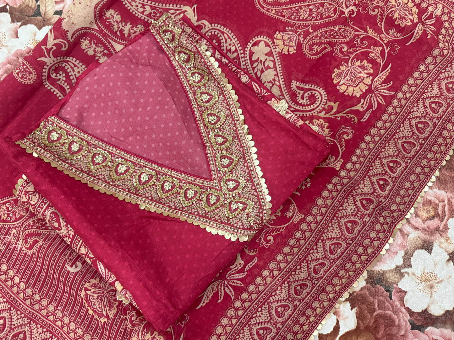 Silk Red Unstitched Suit