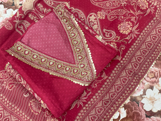Silk Red Unstitched Suit