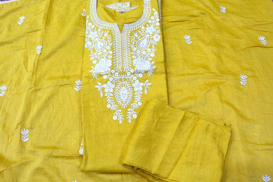 Yellow Silk Stitched Suit