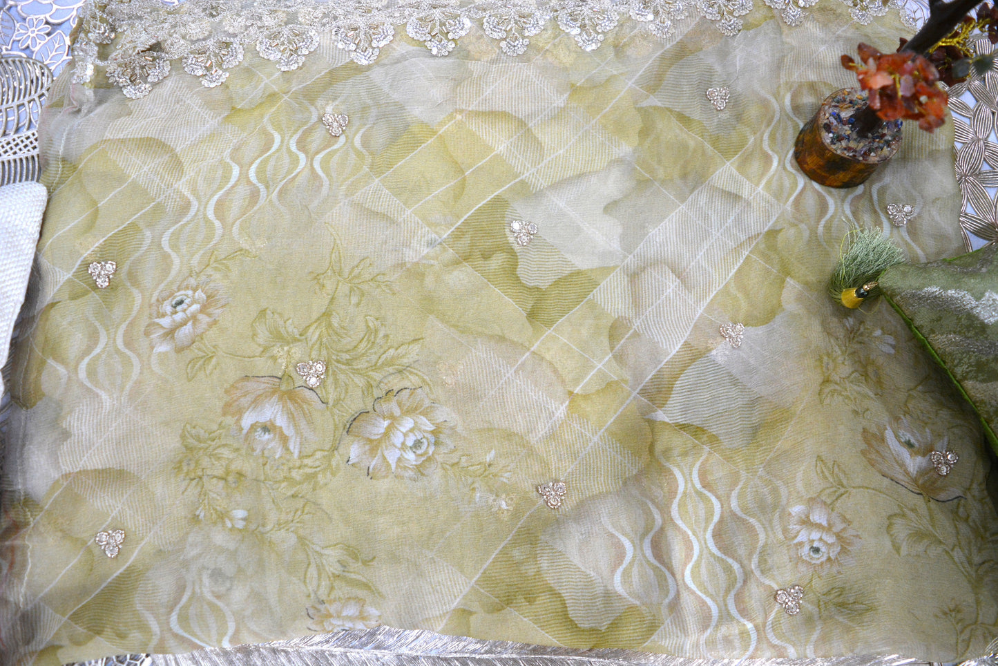 Pure Organza Tissue Unstitched Suit
