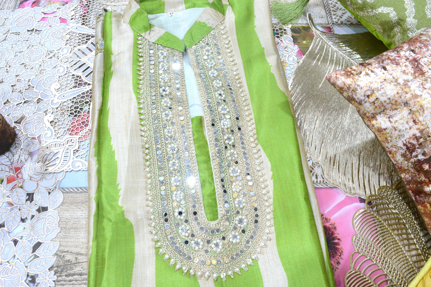 Parrot Green Silk Cord Set