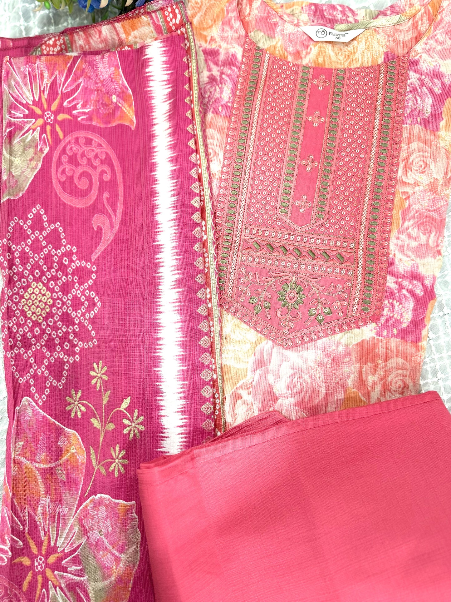 Pink Cotton Stitched Suit