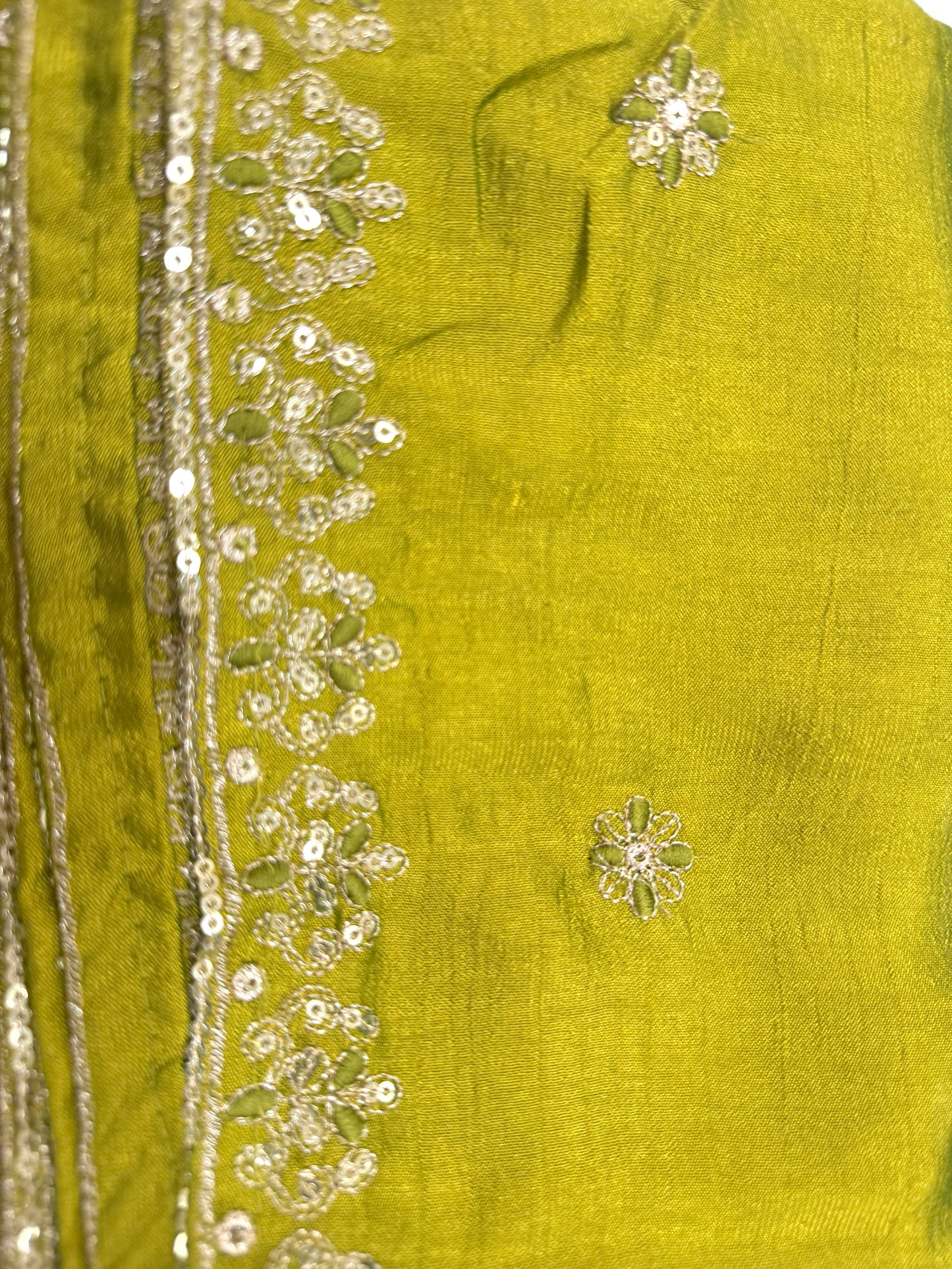 Mehandi Stitched Suit with Potli & Beautiful Embroidery Work