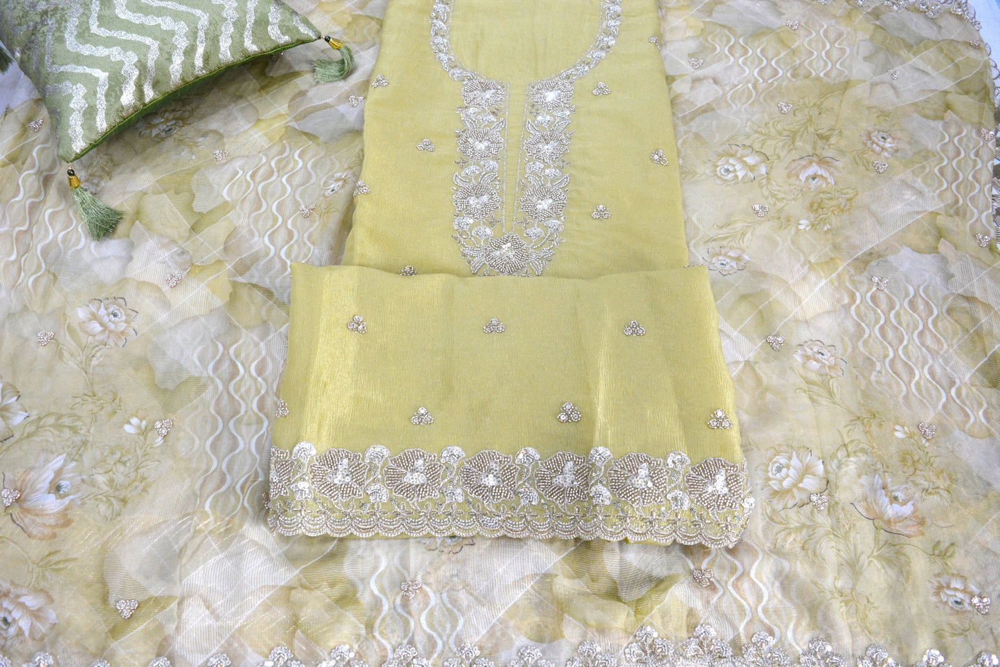 Pure Organza Tissue Unstitched Suit