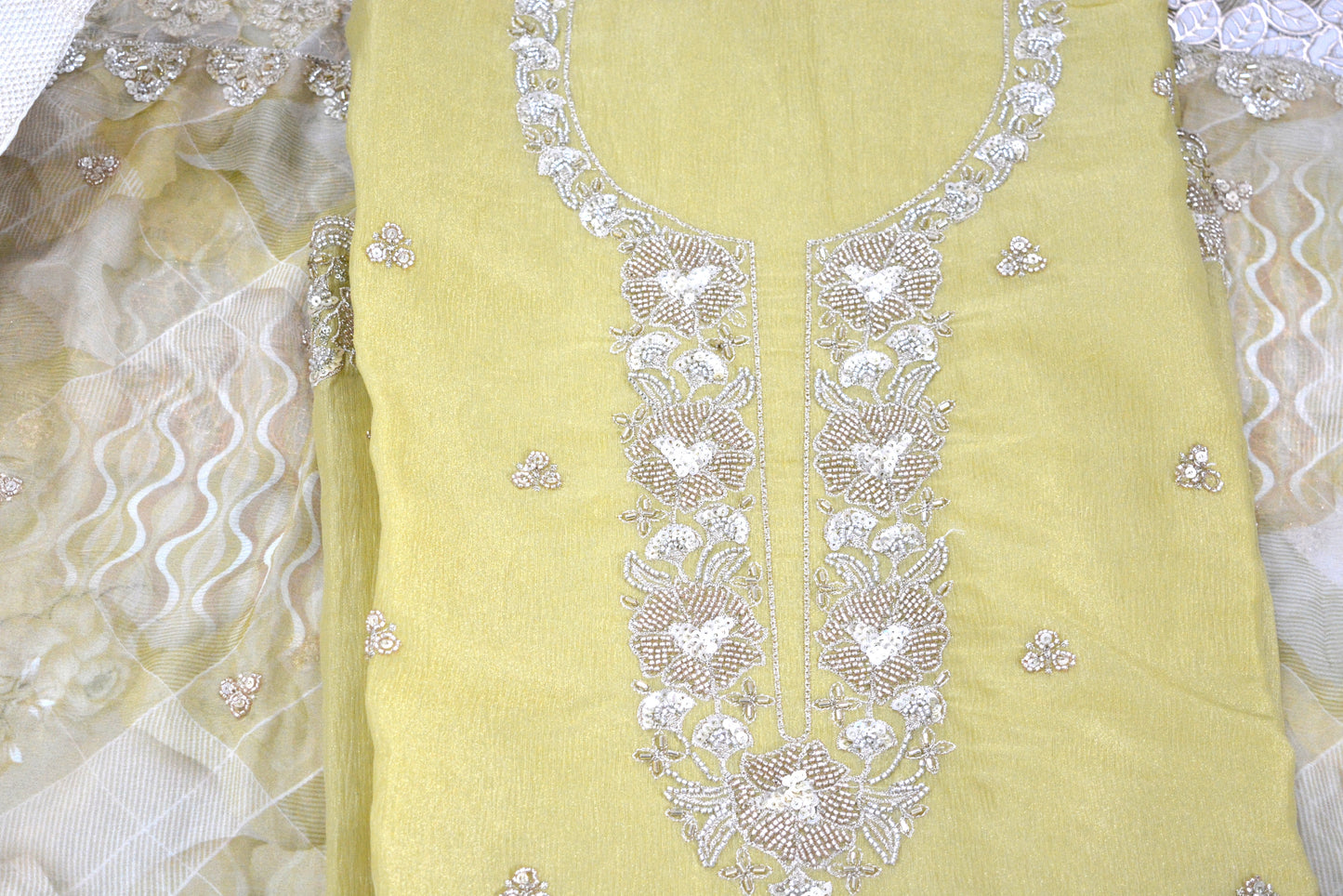 Pure Organza Tissue Unstitched Suit