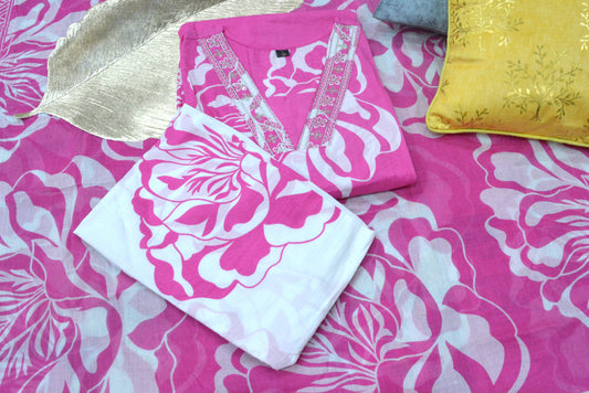 Pink Cotton Stitched Suit