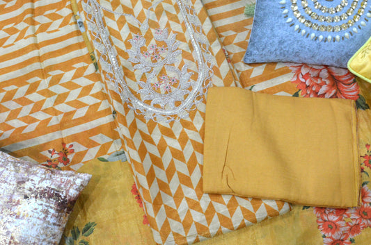 Shimmer Silk Orange Unstitched Suit