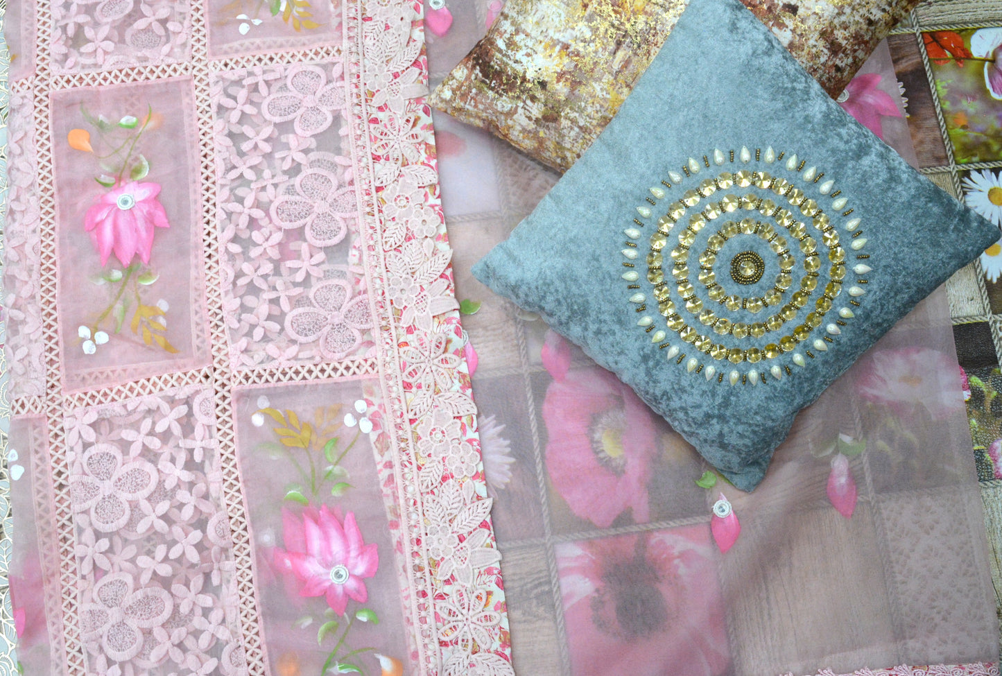 Organza Print Unstitched Suit