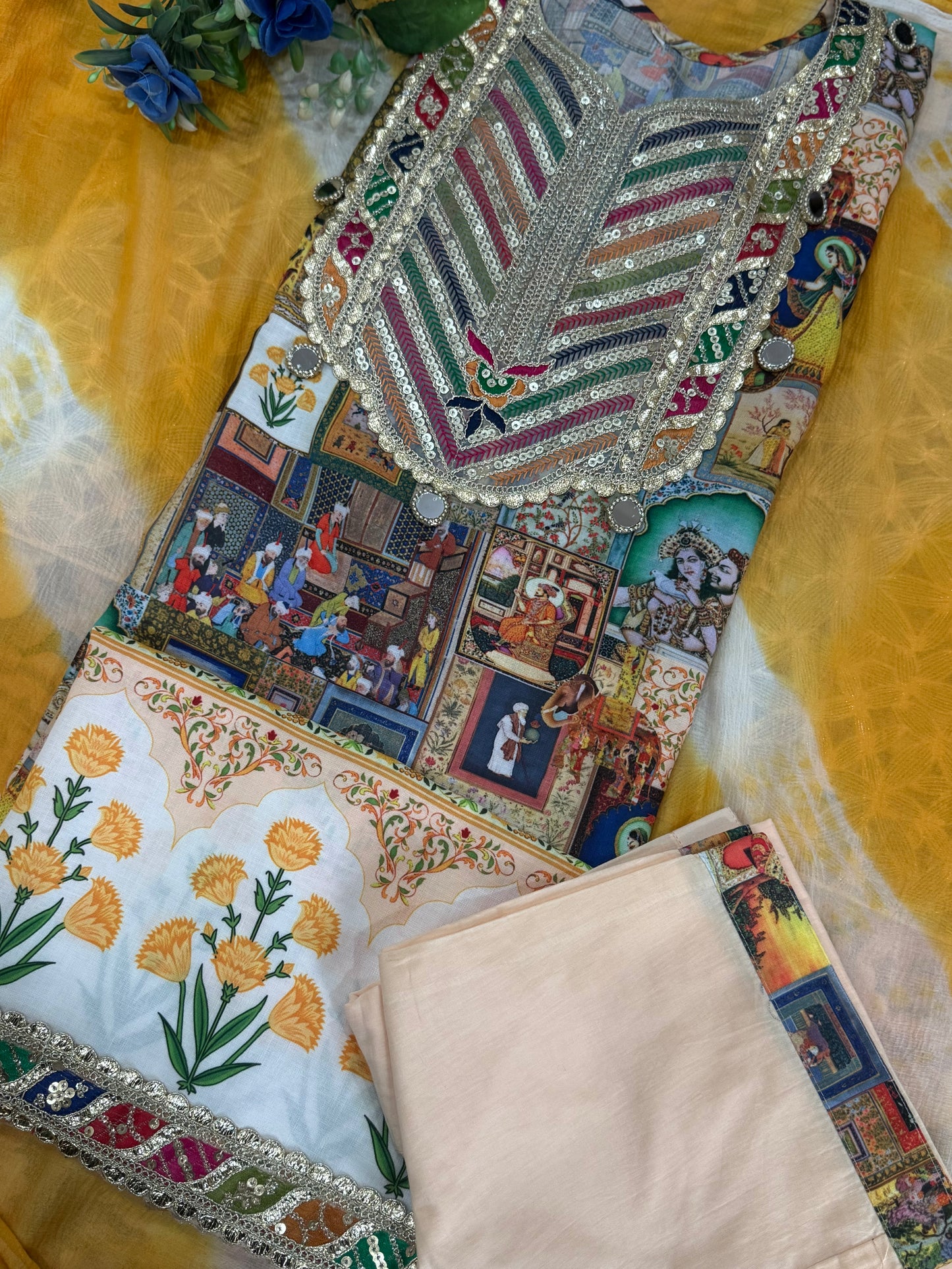 Cotton Stitched Suit With 3-D Print