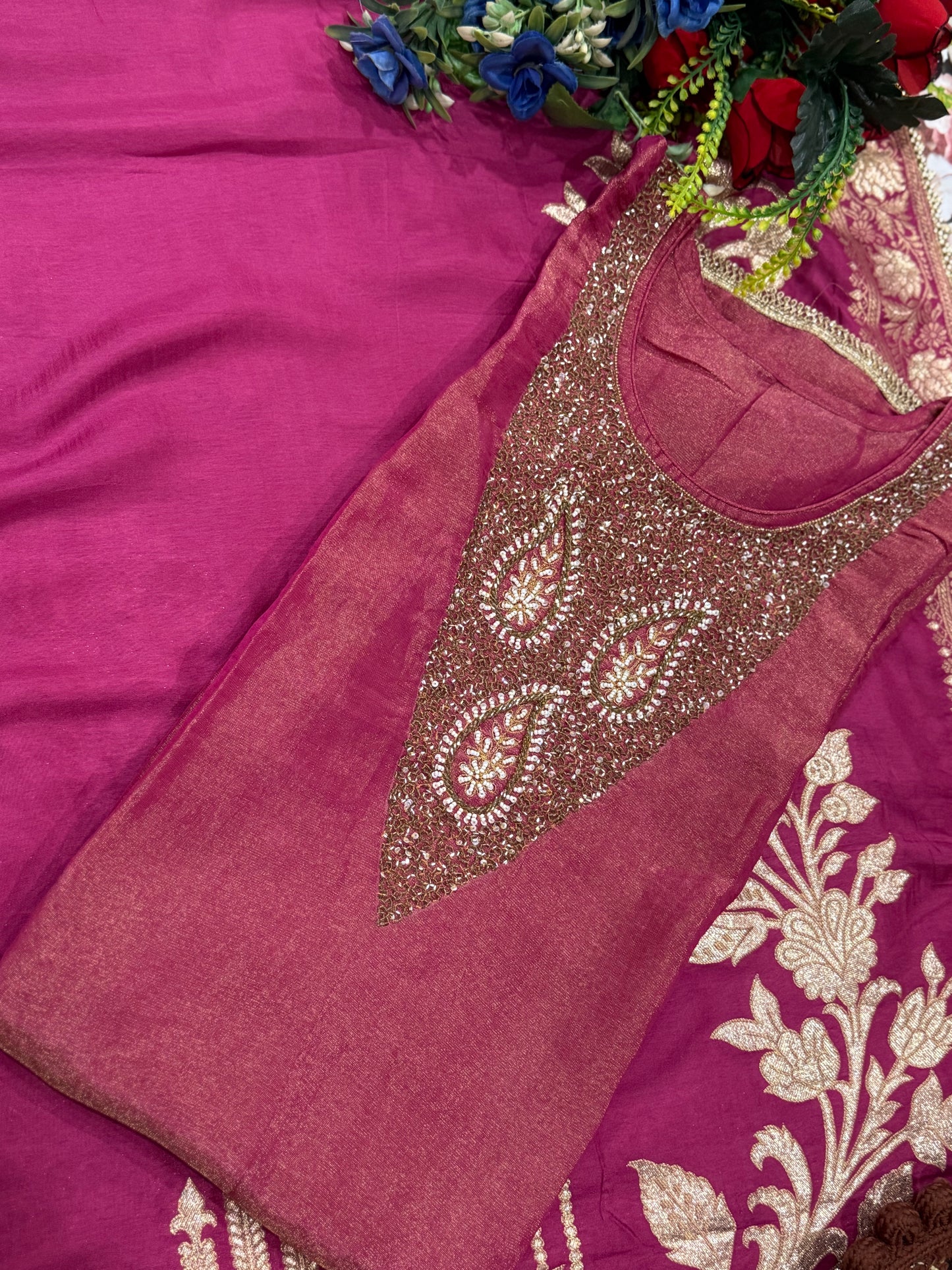 Shimmer Pink Unstitched Suit