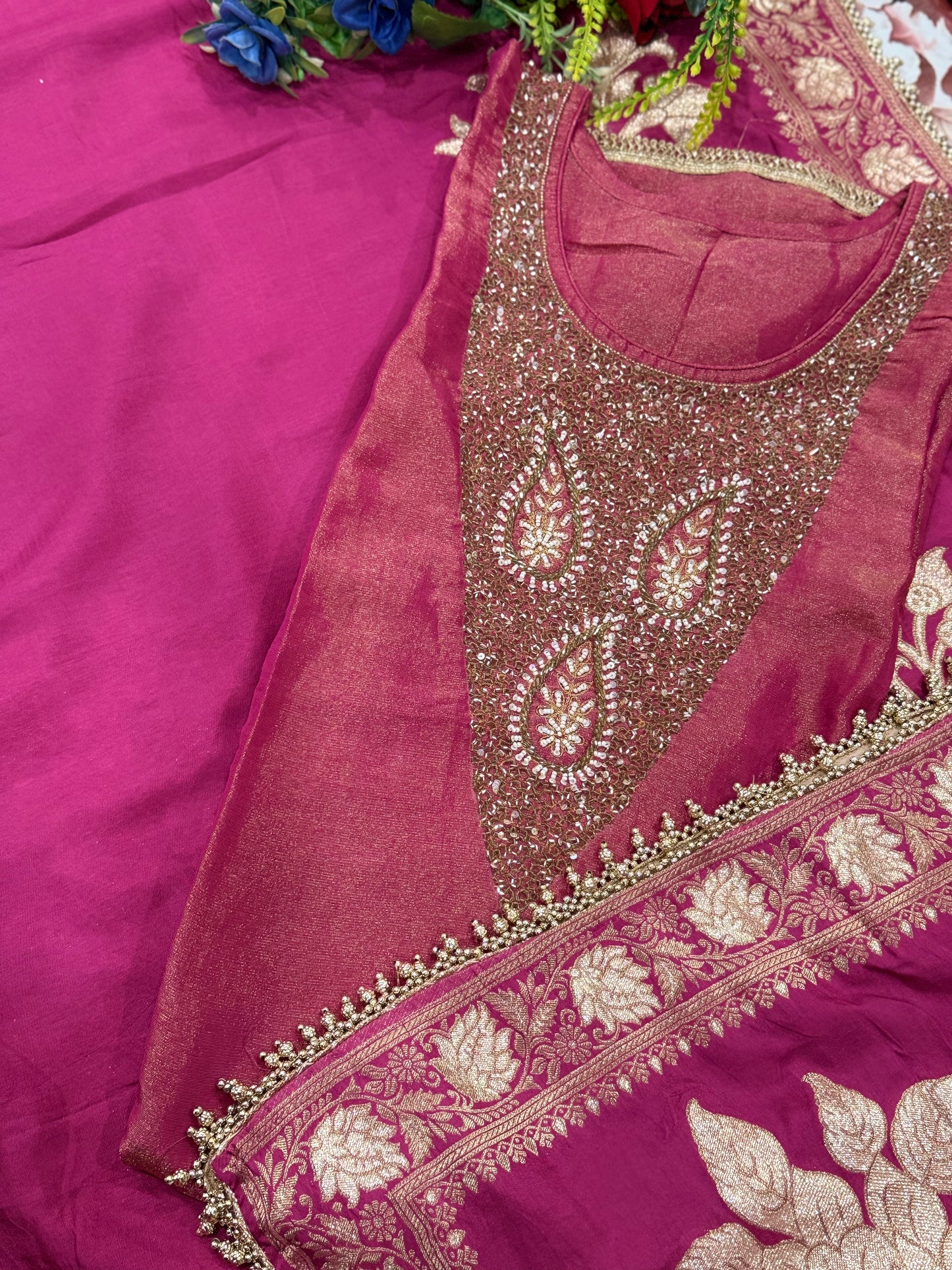 Shimmer Pink Unstitched Suit