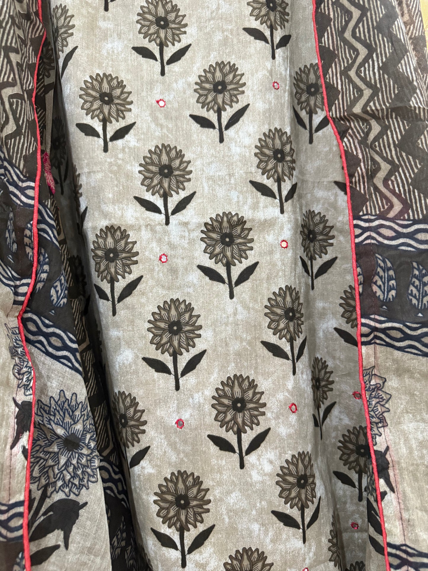 Brown Cotton Unstitched Suit